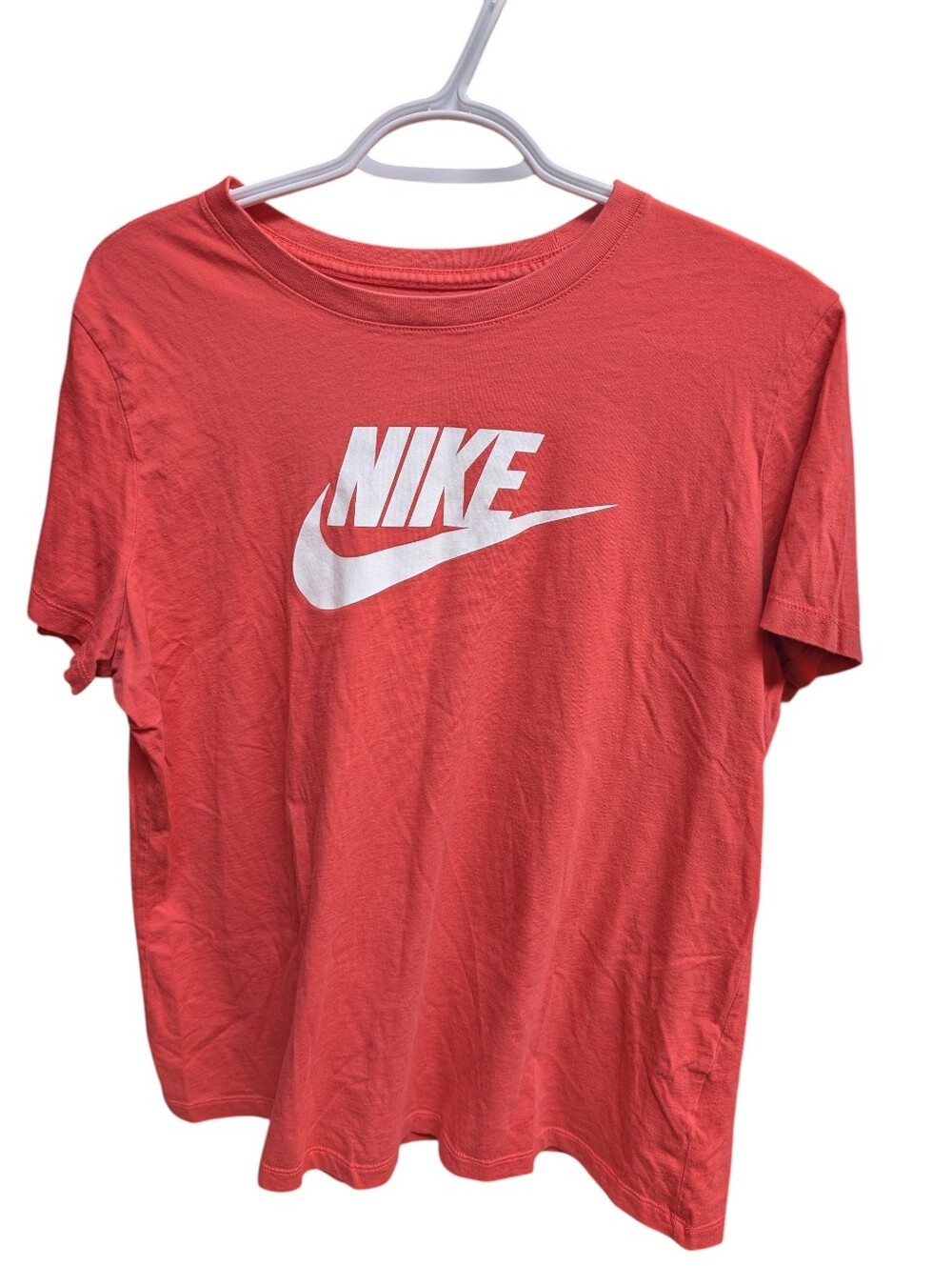 Nike Pink Corail Short Sleeve Tee with White Swoosh Logo
